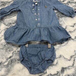 Ralph Lauren Blue Denim Diaper Cover Set